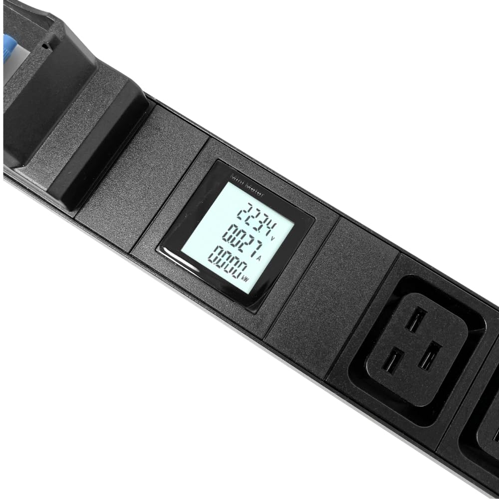 Rack Mount Power Strip - 240V 30A 2C19 & 4 C13 outlets PDU with Built-in Surge Protector, Volt & Amp Meter for Data Center - 19” Metal Housing, Ears & Fittings Included (2C19 4C13)