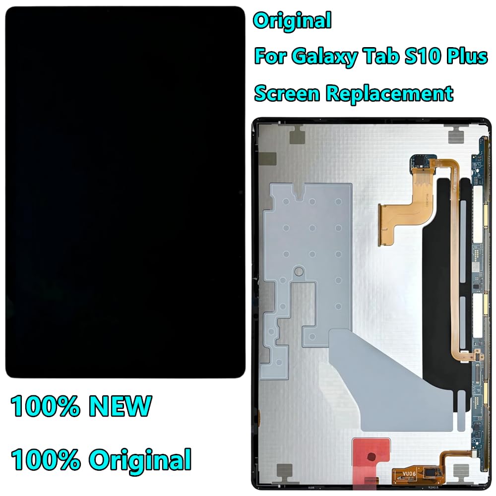 12.4" Original for Samsung Galaxy Tab S10 Plus Screen Replacement Galaxy Tab S10+ SM-X820 SM-X826B SM-X820N SM-X826N Display Touch Screen Digitizer Assembly with Repair Tool