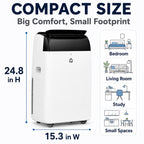 GarveeLife 14000 BTU Portable Air Conditioners, 4-in-1 Indoor AC Unit with Cooling, Dehumidifier, Fan, Follow Me, 24-Hour Timer, Remote Control & Window Kit for Bedroom, Home Office, Apartment,