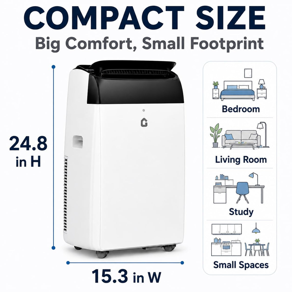 GarveeLife 14000 BTU Portable Air Conditioners, 4-in-1 Indoor AC Unit with Cooling, Dehumidifier, Fan, Follow Me, 24-Hour Timer, Remote Control & Window Kit for Bedroom, Home Office, Apartment,