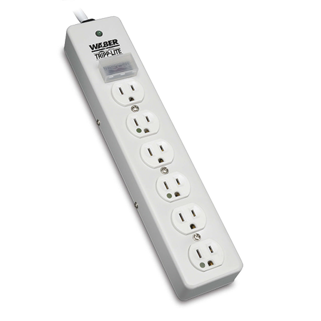 TRIPP LITE Hospital-Grade Surge Protector Medical Power Strip, 6 Outlets, Right-Angle NEMA 5-15PHG Plug, 6 Foot / 1.8M Cord, 1050 Joule Protection, (SPS606HGRA)