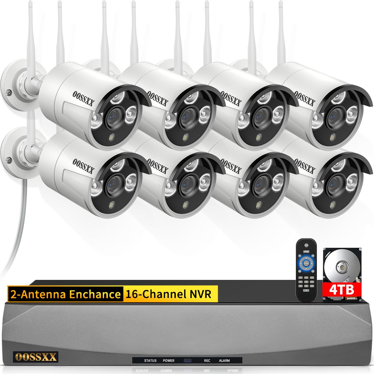 3MP Wireless Security Camera System 8 WiFi Cameras 4TB HDD 60 Days Storage
