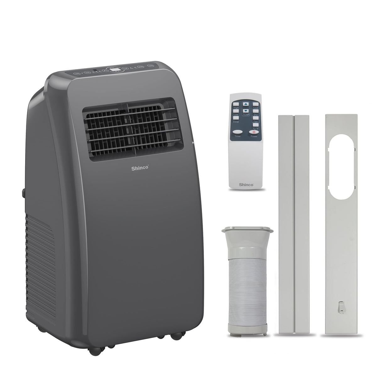 Shinco 14,000 BTU Grey Portable Air Conditioner with Heater up to 700 Sq. Ft, Ac Heater Combo Window Unit, Portable AC Unit with Dehumidifier & Fan, Cools & Heats,Remote Control and Window Kit