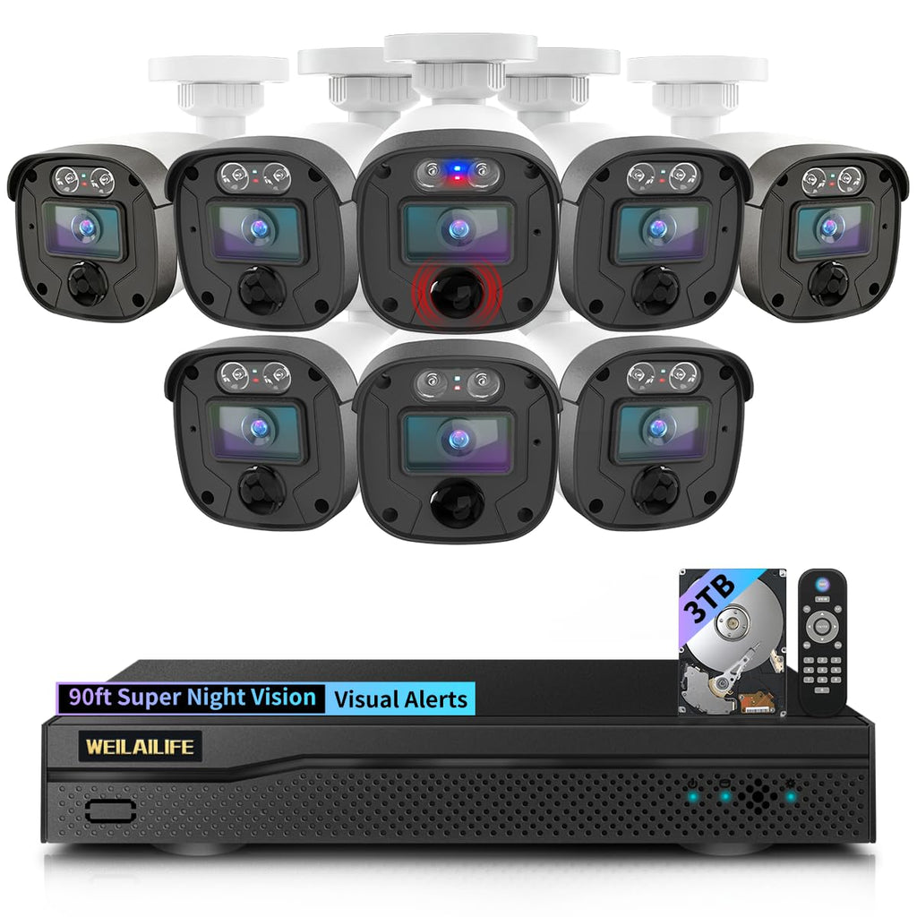5MP Outdoor Wired Security Camera System, CCTV Video Surveillance System
