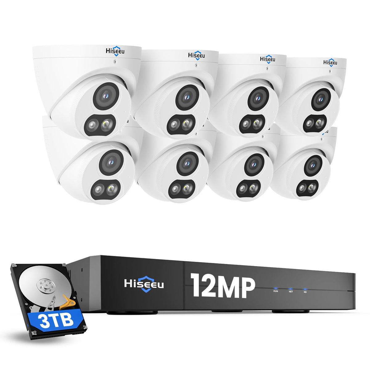 Hiseeu 4K Security Camera System, 8 Pcs 8MP PoE Cameras