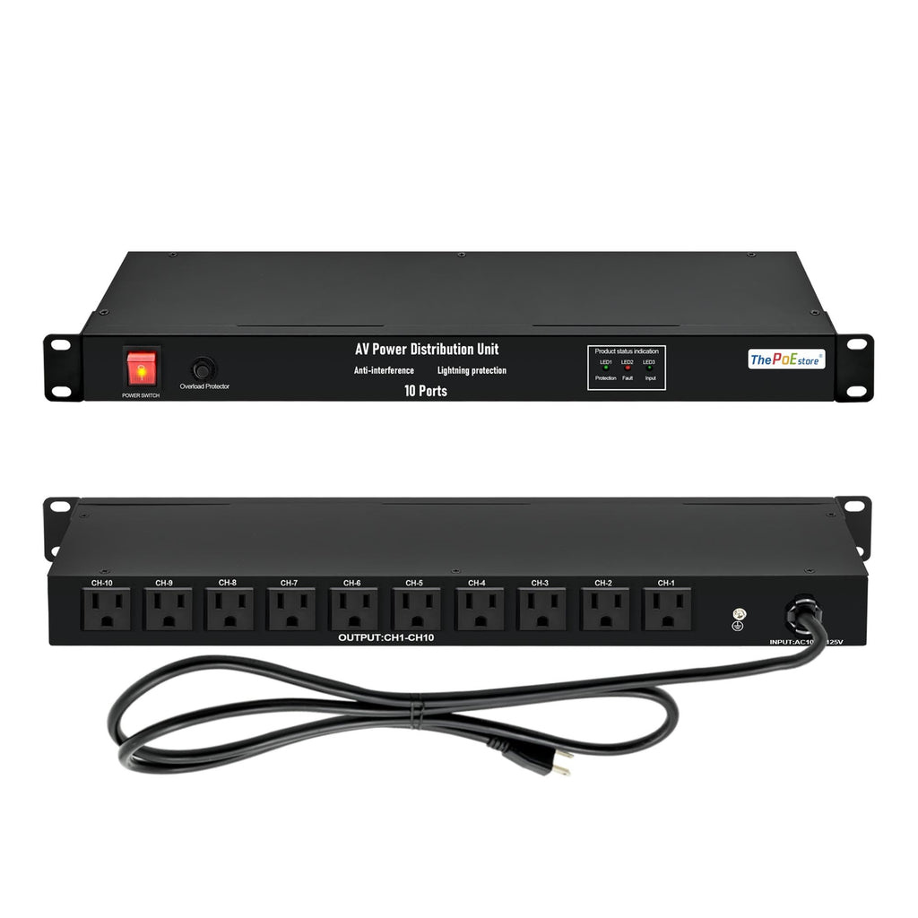 1U Horizontal PDU 19" Rack Mount Power Strip