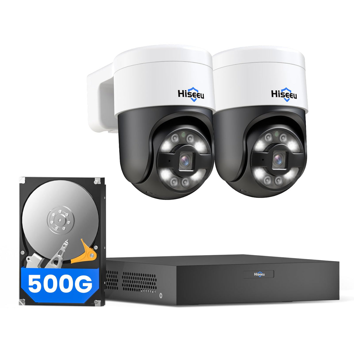 【Human Track】Hiseeu 4K PoE PTZ Security Camera System, 6pcs 5MP PTZ Cameras