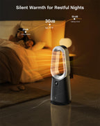 ULTTY Space Heater and Bladeless Fan Combo, 1400W Electric Heater with Remote, 80° Oscillation, 8H Timer, 6-Color Ambient Light, Overheat and Tip-Over Protection, Quiet PTC Heater for Bedroom Office