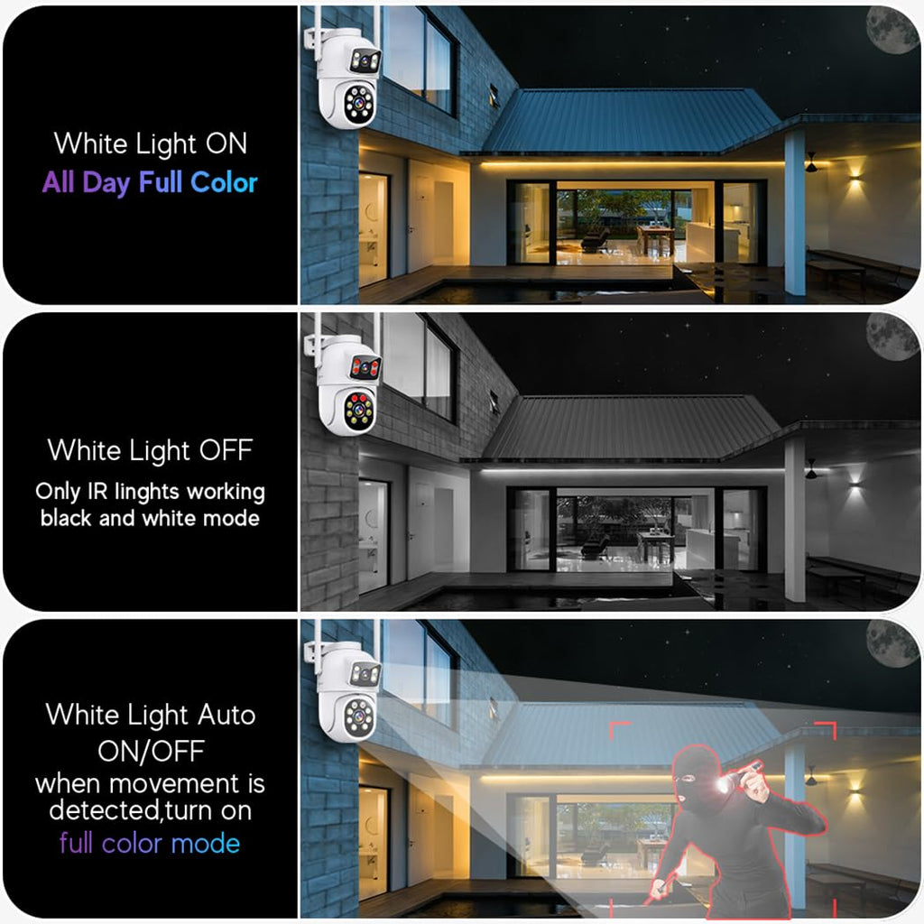 MOVOLS Wireless Security Camera System 5G/2.4G WiFi 8pcs 4MP+4MP Dual Lens Camera System,2K HD PTZ Dome Cameras System with Color Night Version, Motion Detection,2TB HDD, 16CH