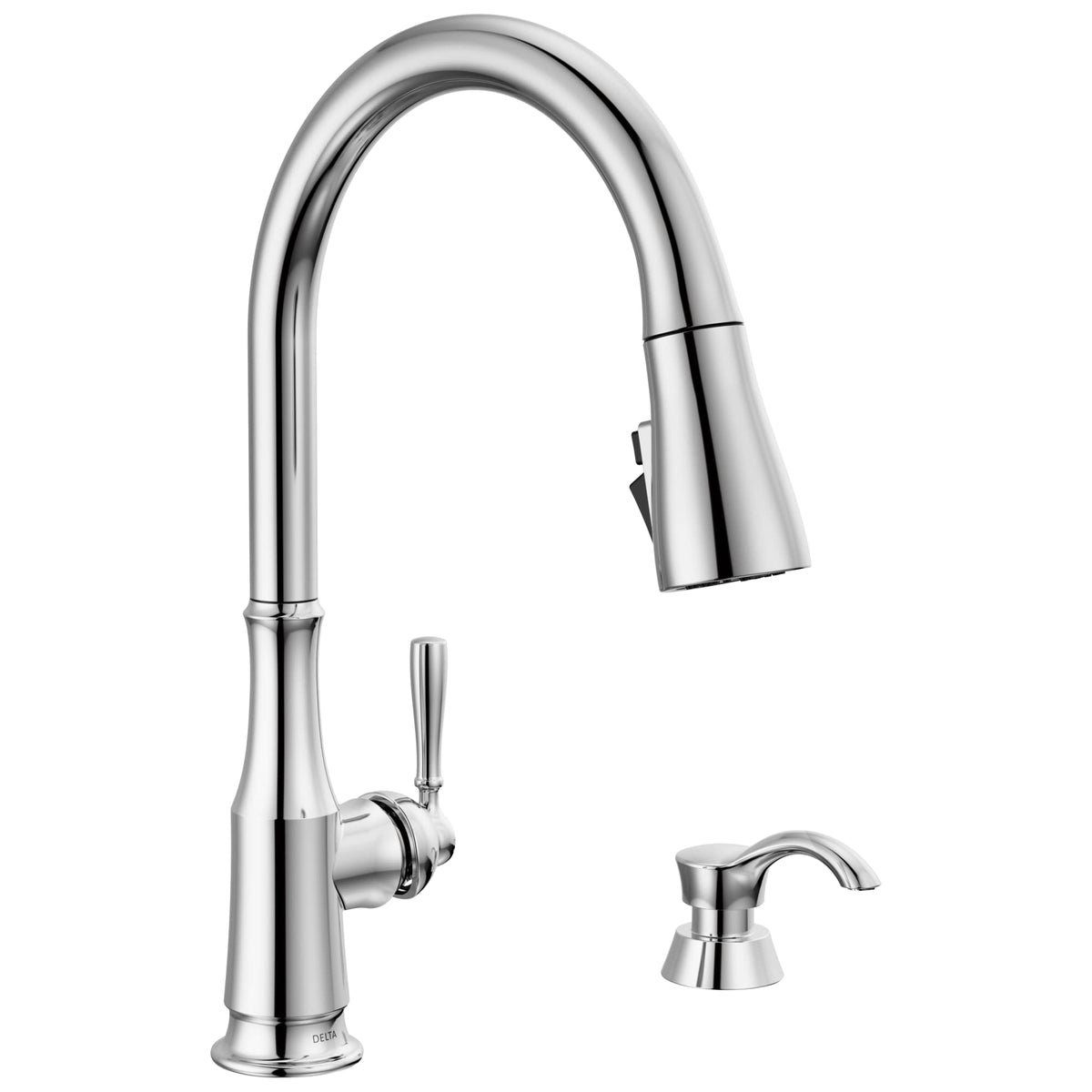 Delta Capertee Oil Rubbed Bronze Kitchen Faucet with Pull Down Sprayer and Soap Dispenser, Modern Single Hole Kitchen Sink Faucet, Single Handle, Venetian Bronze 19877Z-RBSD-DST