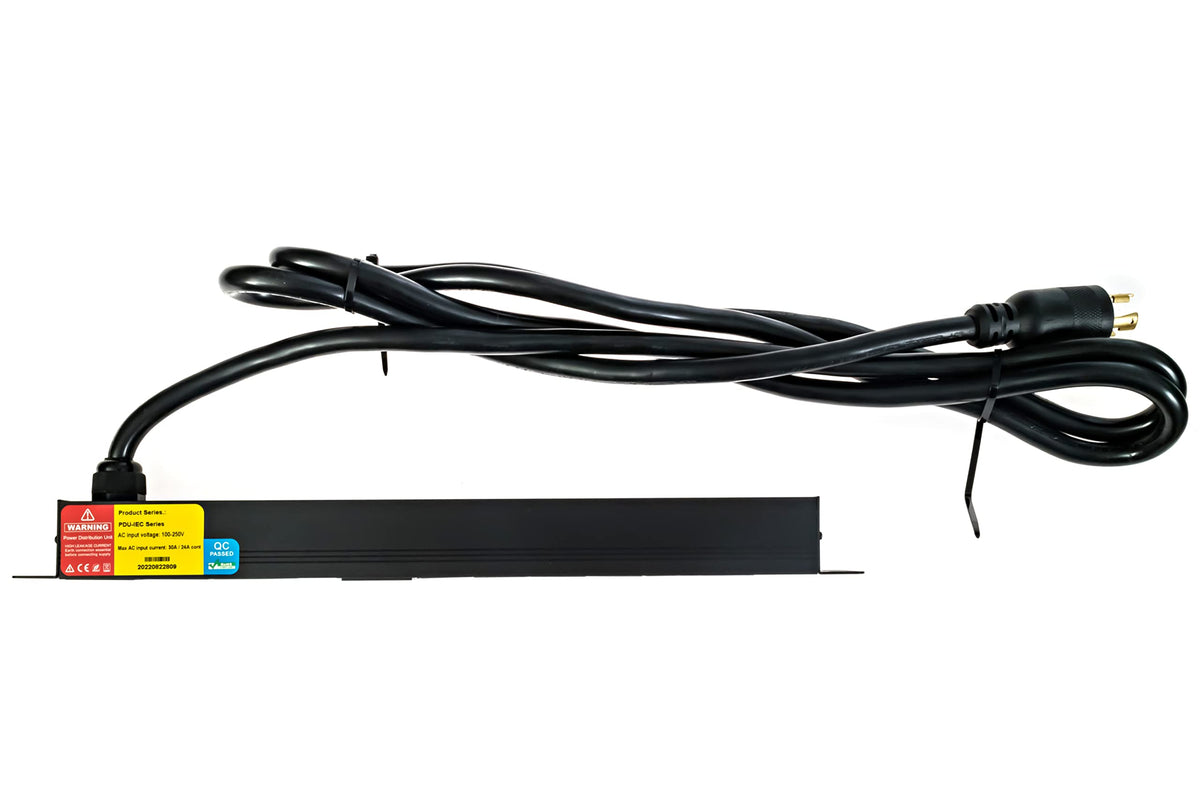 Rack Mount Power Strip - 240V 30A Single Phase PDU with Built-in Surge Protector, Volt & Amp Meter for Data Center - 19” Metal Housing, Ears & Fittings Included, 10’ Cable, 6 Outlets