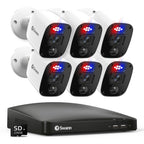 Swann Security Camera System, 1080P Full HD DVR, Wired, 4 Channels 4 Camers, Home/Outdoor, 24/7 Recording, Deterrent Red & Blue Lights, Color Night Vision, Human Vehicle Detection, 446854MQB