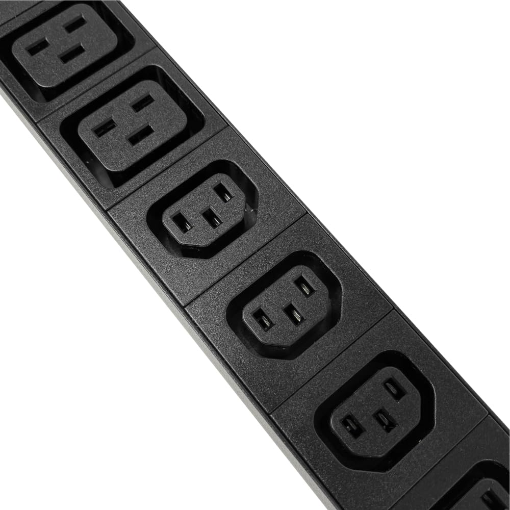 Rack Mount Power Strip - 240V 30A 2C19 & 4 C13 outlets PDU with Built-in Surge Protector, Volt & Amp Meter for Data Center - 19” Metal Housing, Ears & Fittings Included (2C19 4C13)