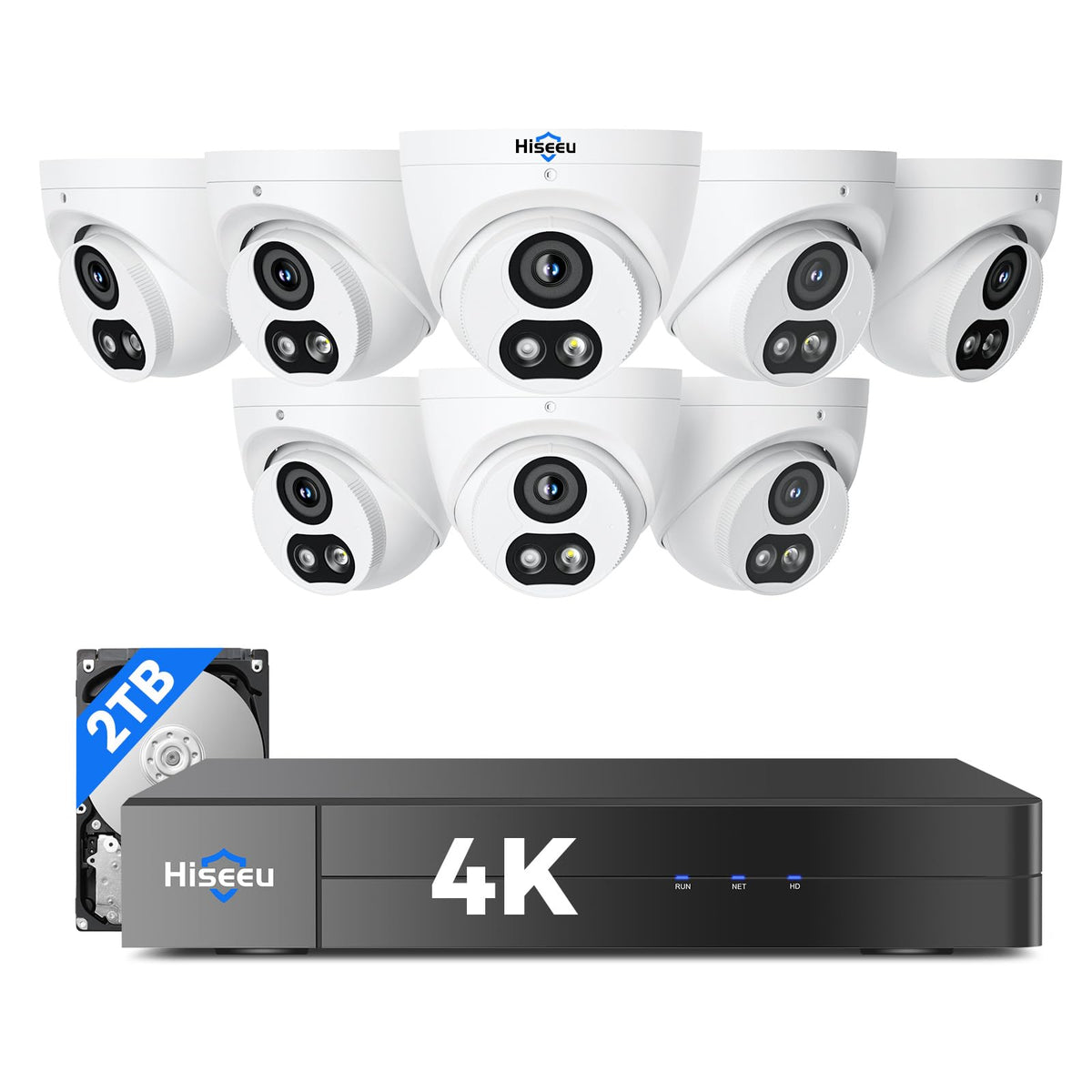 Hiseeu 4K Security Camera System, 8 Pcs 8MP PoE Cameras