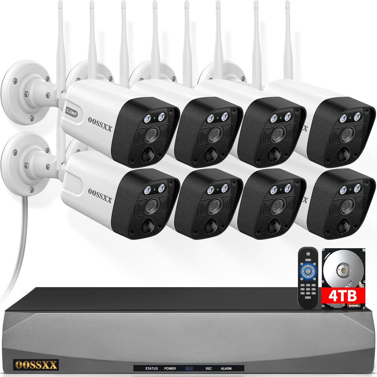5MP Wireless WiFi Outdoor Security Camera System 8 Cameras 4TB HDD