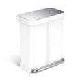 simplehuman Step Recycler, 58L / 15.3 Gallon Dual Compartment Kitchen Trash Can, 150,000-Step Pedal, Lid Shox® Technology, Liner Rim System, Liner Pocket®, Brushed Stainless Steel with Plastic Lid