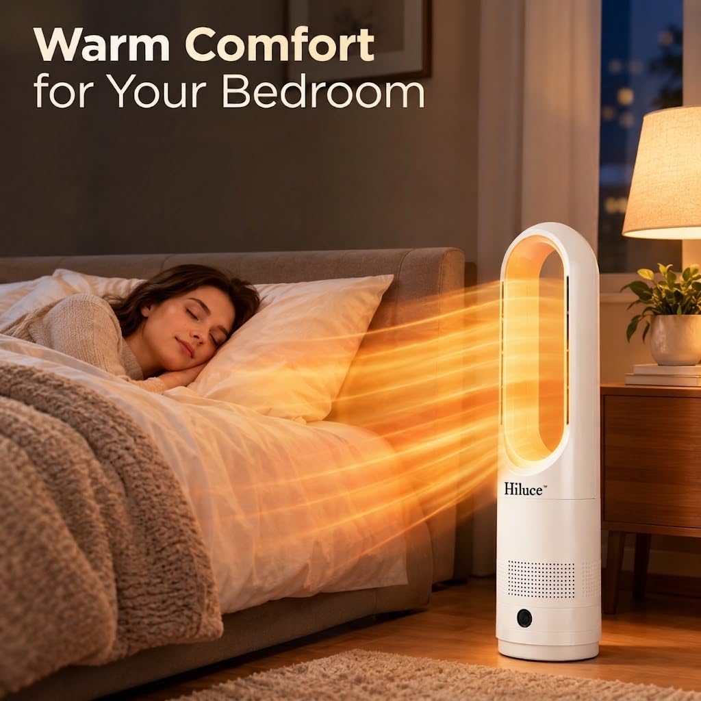Hiluce All Season Bladeless Fan, 1400W Space Heater & 40W Tower Fan Combo