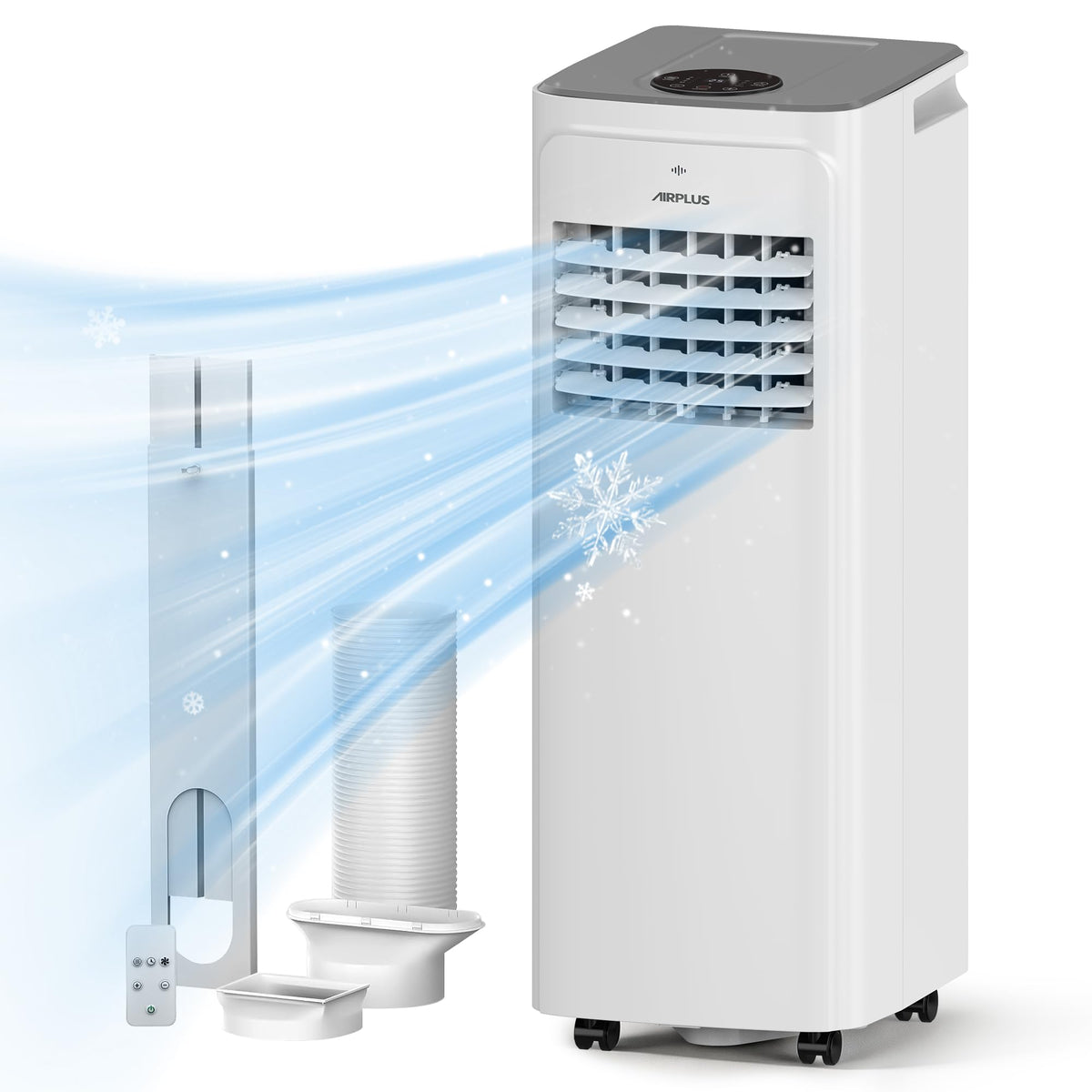 AIRPLUS 2026 Upgraded Portable Air Conditioner 12000 BTU with Heat, 4-in-1 AC Unit, Cooling & Heating for up to 700 Sq.Ft., Dehumidifier and Fan Mode, Remote Control, 24-Hour Timer, Automatic Defrost