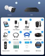 HD 5MP Wired Security Camera System 12Pcs Home Surveillance Cameras 3TB HDD