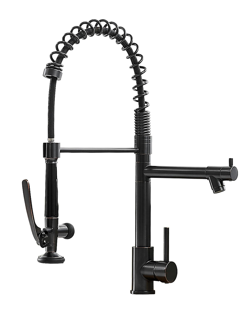 Fapully Black Kitchen Faucet with Pull Down Sprayer,Commercial LED Kitchen Faucet,Single Handle Single Hole Kitchen Sink Faucets