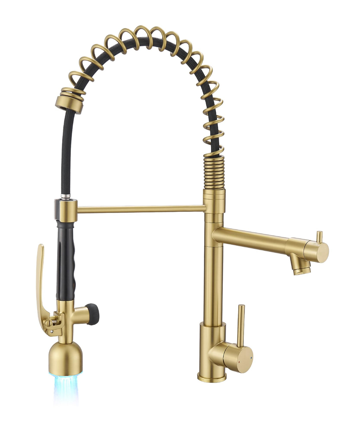 Fapully Black Kitchen Faucet with Pull Down Sprayer,Commercial LED Kitchen Faucet,Single Handle Single Hole Kitchen Sink Faucets