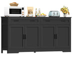 usikey 55" Buffet Cabinet with Storage and Drawers, Large Sideboard Buffet Cabinet with Adjustable Shelves and Doors, Modern Coffee Bar for Kitchen, Living Room, White