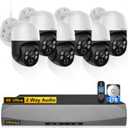 4K 8MP PoE PTZ Wired Security Camera System, Outdoor/Indoor