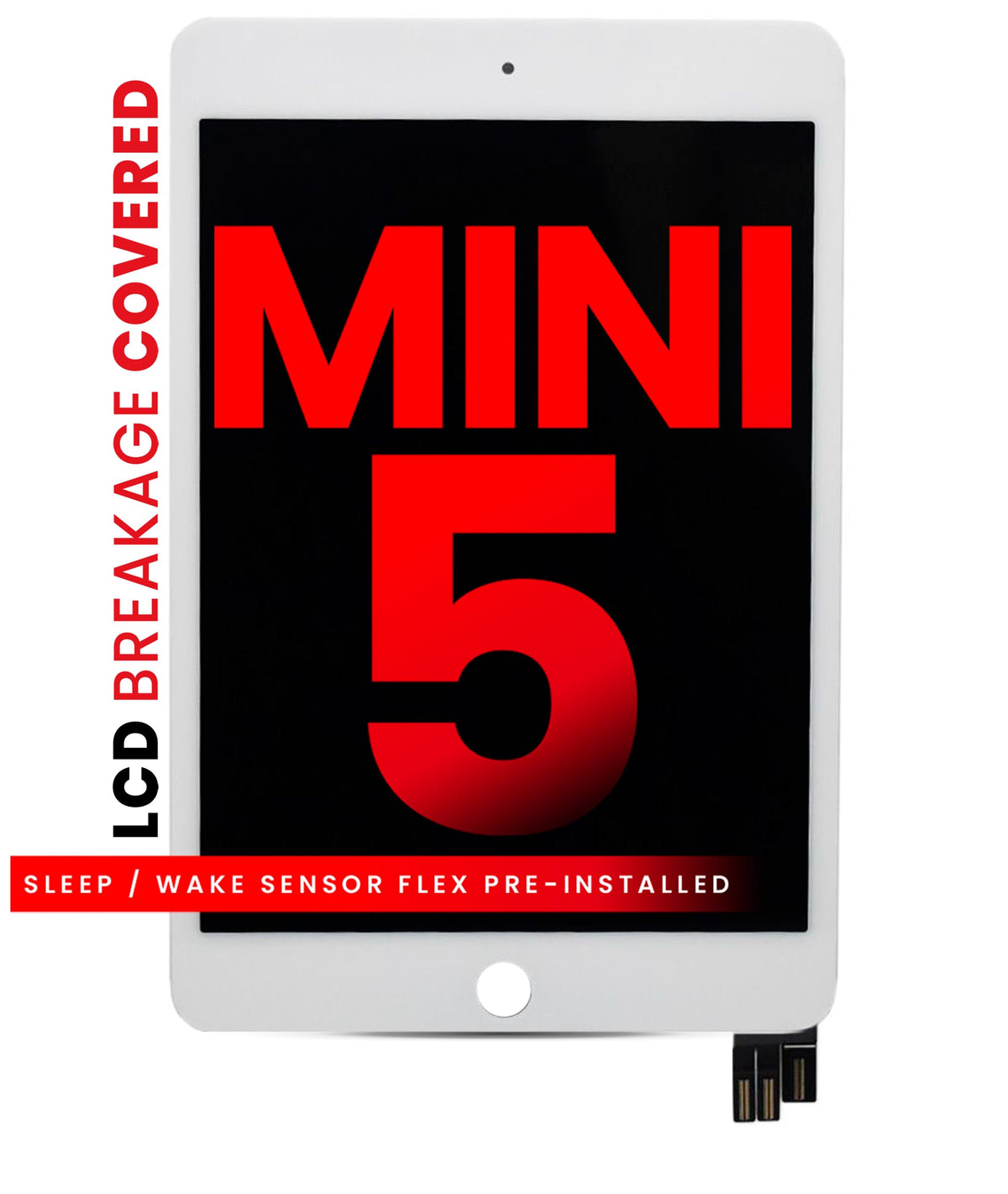 Best Shopper - Replacement LCD Assembly with Digitizer Compatible for iPad Mini 5 (Sleep/Wake Sensor Flex Pre-Installed) (Aftermarket Pro: XO7) (White)