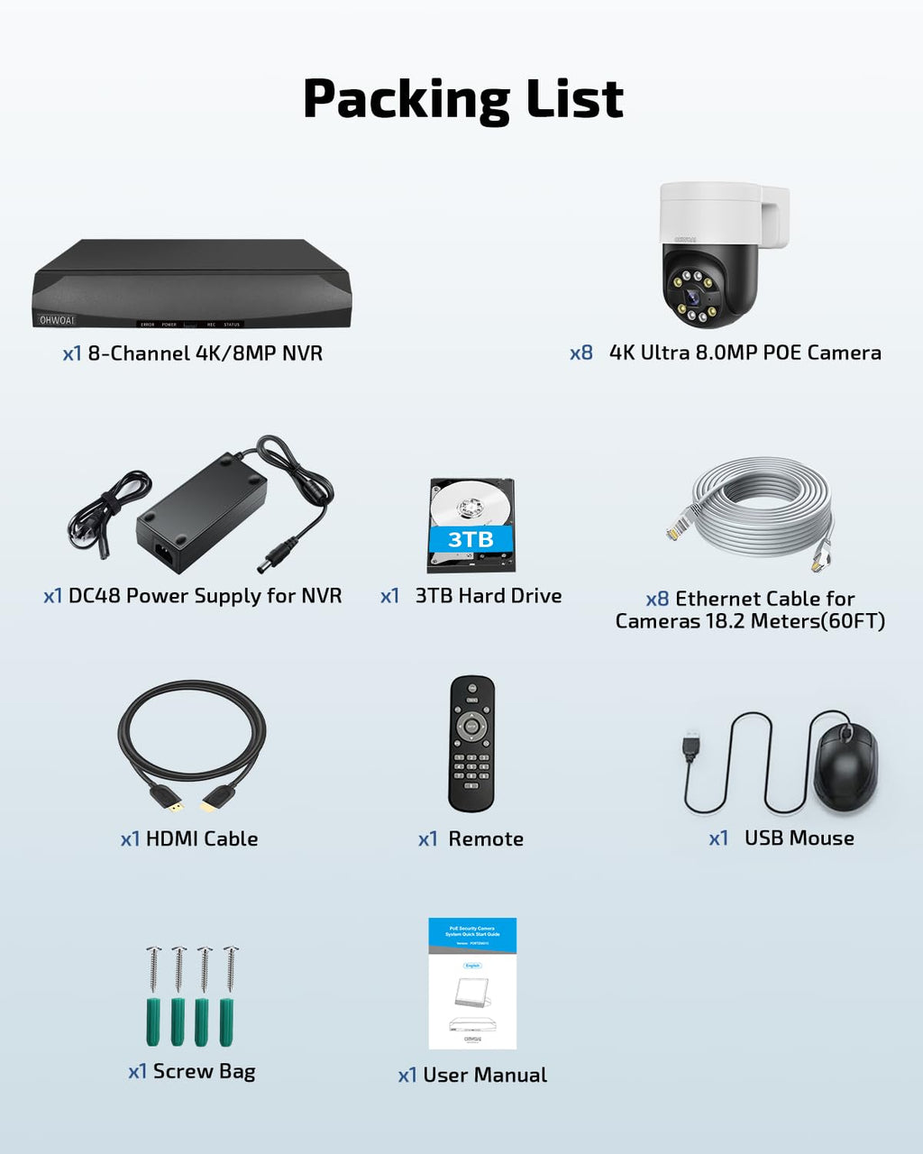 Outdoor Wired Security Camera System, 4K PoE Video Surveillance System