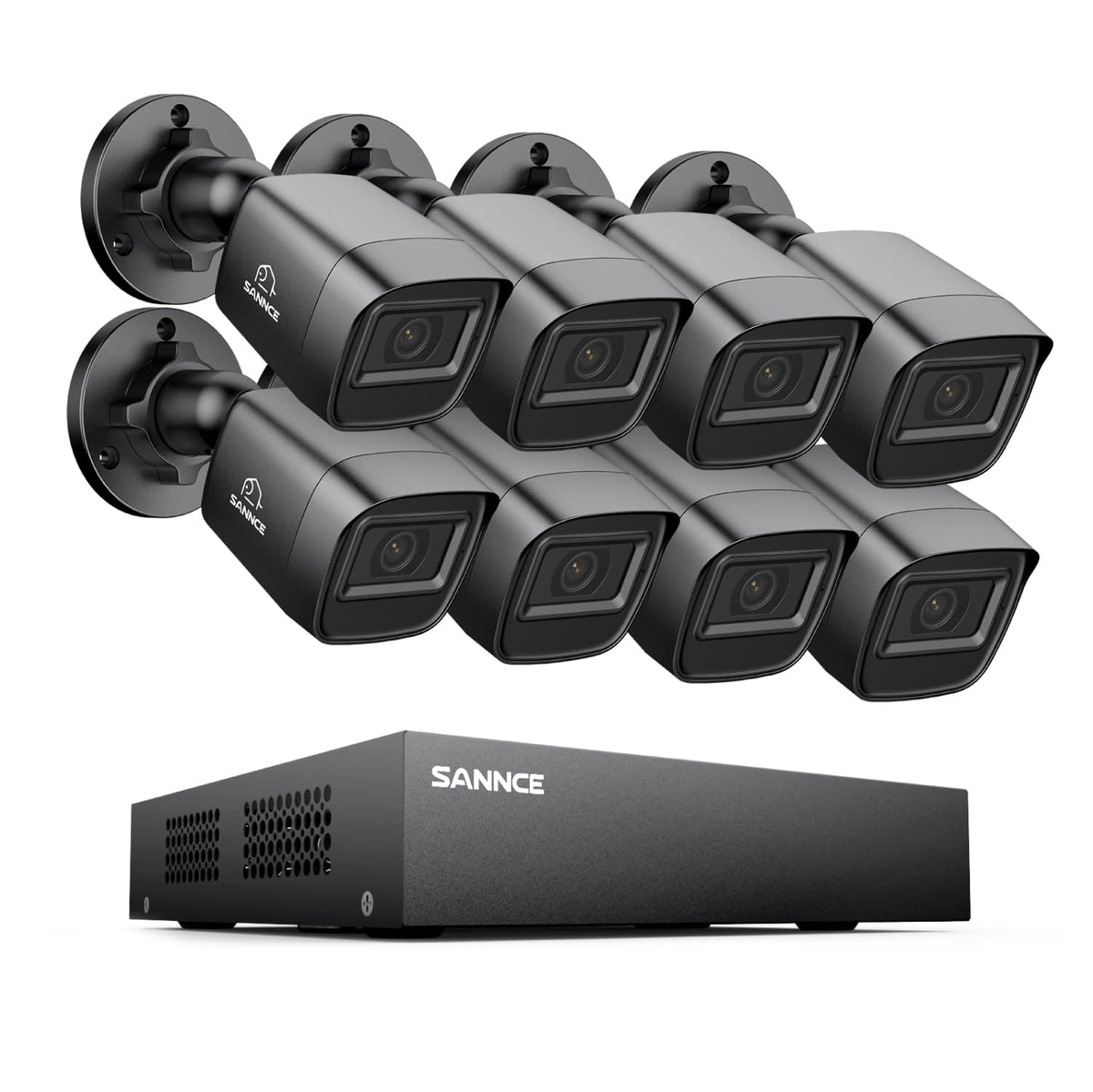 SANNCE 1080P Security Camera System 8CH H.264+ 1080N Home Surveillance DVR and (8)×1080P Weatherproof Outdoor CCTV Camera with 100ft Night Vision, Easy Remote Access, Smart Playback, NO Hard Drive