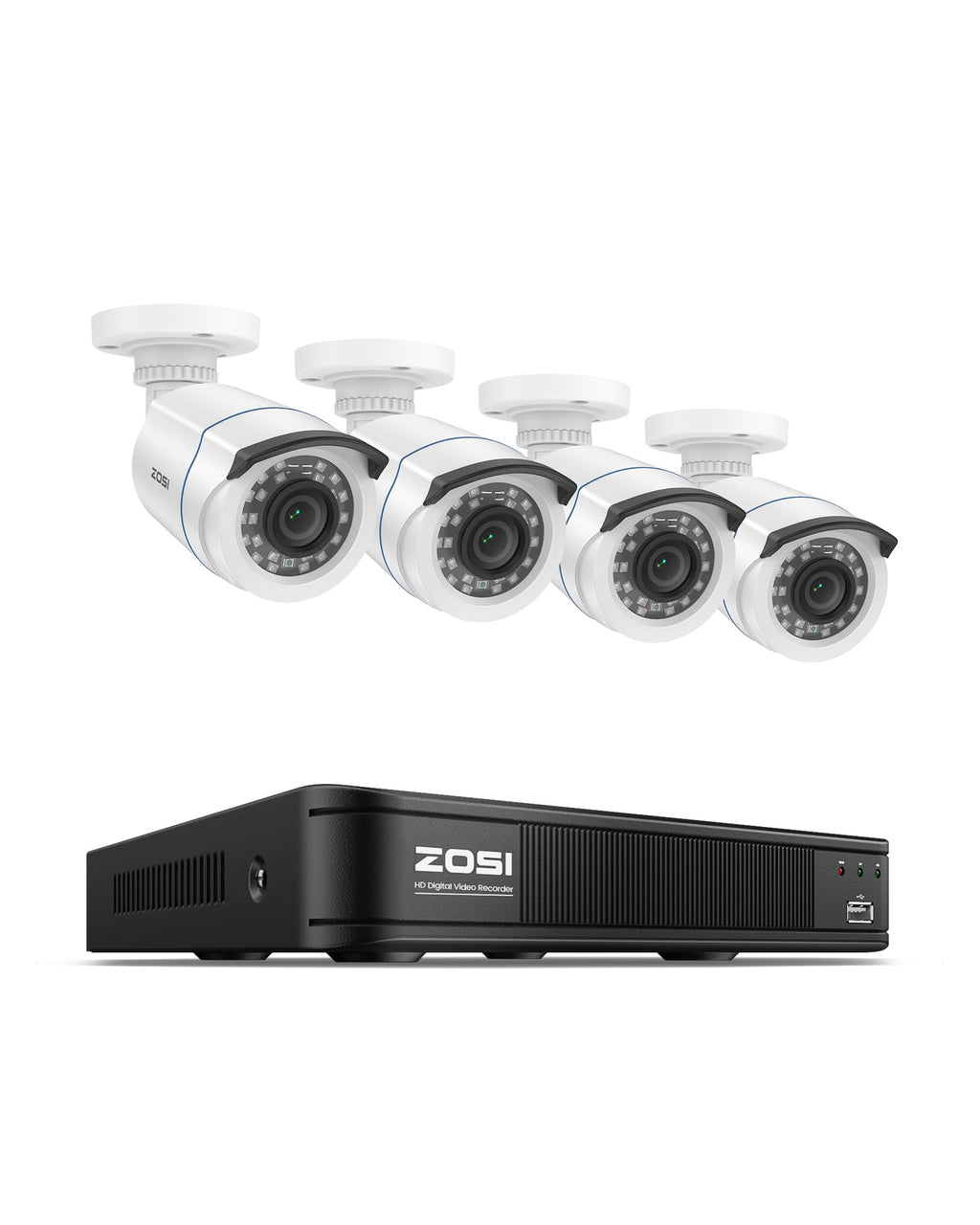 ZOSI 3K Lite Wired Security Camera System, 4 X 2MP Bullet Cameras, NO HDD