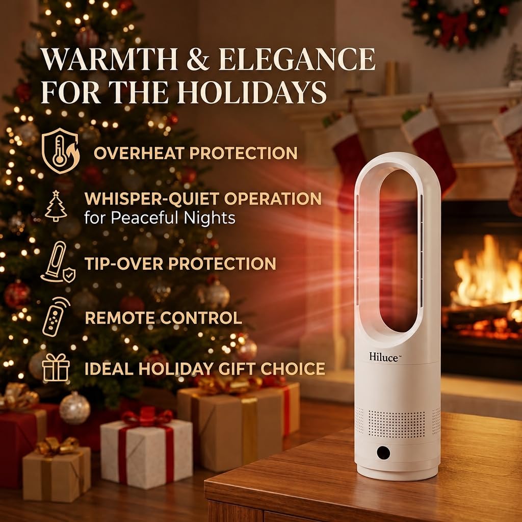 Hiluce All Season Bladeless Fan, 1400W Space Heater & 40W Tower Fan Combo