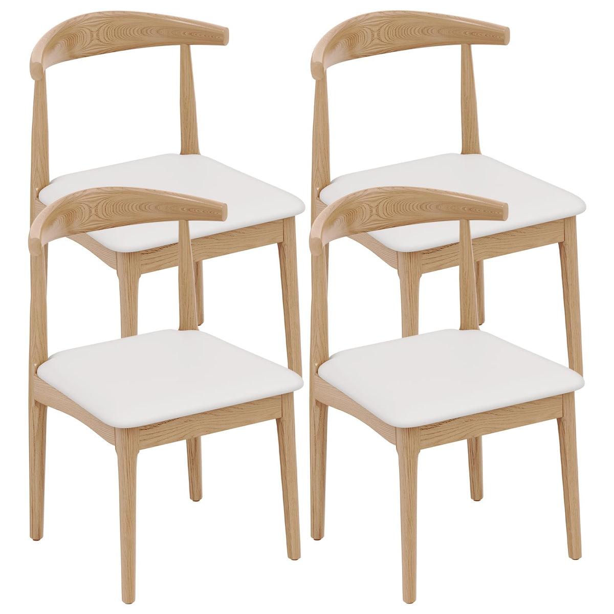 Solid Wood Dining Chairs Set of 4, Mid Century Modern Kitchen Chairs