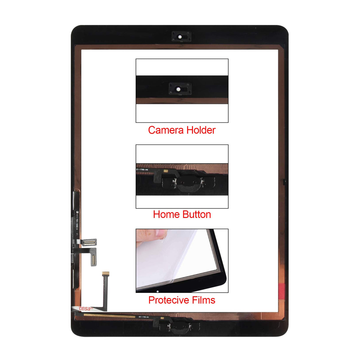 LCD Screen Replacement for iPad 5 2017 A1822 A1823 LCD Display Matrix Touch Sensor Screen Digitizer Assembly Repair Parts Kits with Home Button & Free Tools Set 9.7inch (Not for Air) (Black)