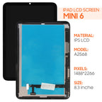 Screen Replacement for iPad mini 6 2021 A2567 A2568 A2569 8.3“,for iPad mini 6th Gen 2021 LCD Display Touch Screen Digitizer Full Assembly,with Tools