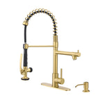 Fapully Black Kitchen Faucet with Pull Down Sprayer,Commercial LED Kitchen Faucet,Single Handle Single Hole Kitchen Sink Faucets