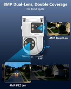 4K Dual Lens PoE Security Camera System, 8CH NVR with 6 Dual Lens Cameras