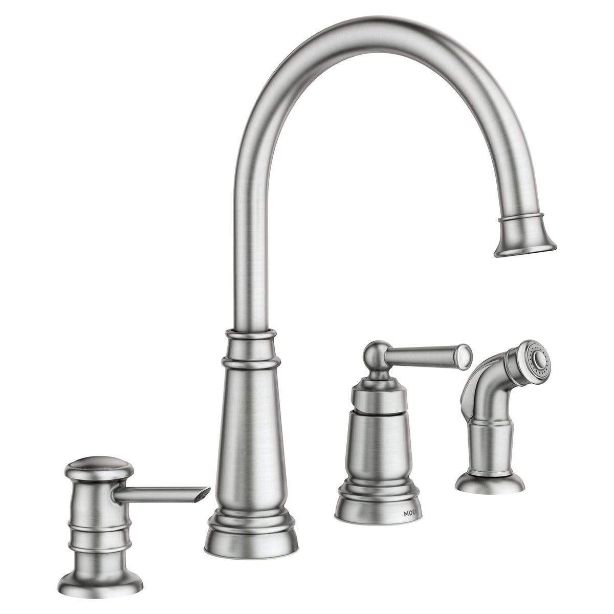 Moen 87042BRB Mediterranean Bronze High Arc Kitchen Faucet with Soap Dispenser