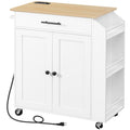 HOOBRO Kitchen Island with Power Outlet, Storage Island with Spice Rack and Drawer, Rolling Kitchen Cart on Wheels, for Home, Dining Room, Rustic Brown and Black