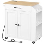 HOOBRO Kitchen Island with Power Outlet, Storage Island with Spice Rack and Drawer, Rolling Kitchen Cart on Wheels, for Home, Dining Room, Rustic Brown and Black