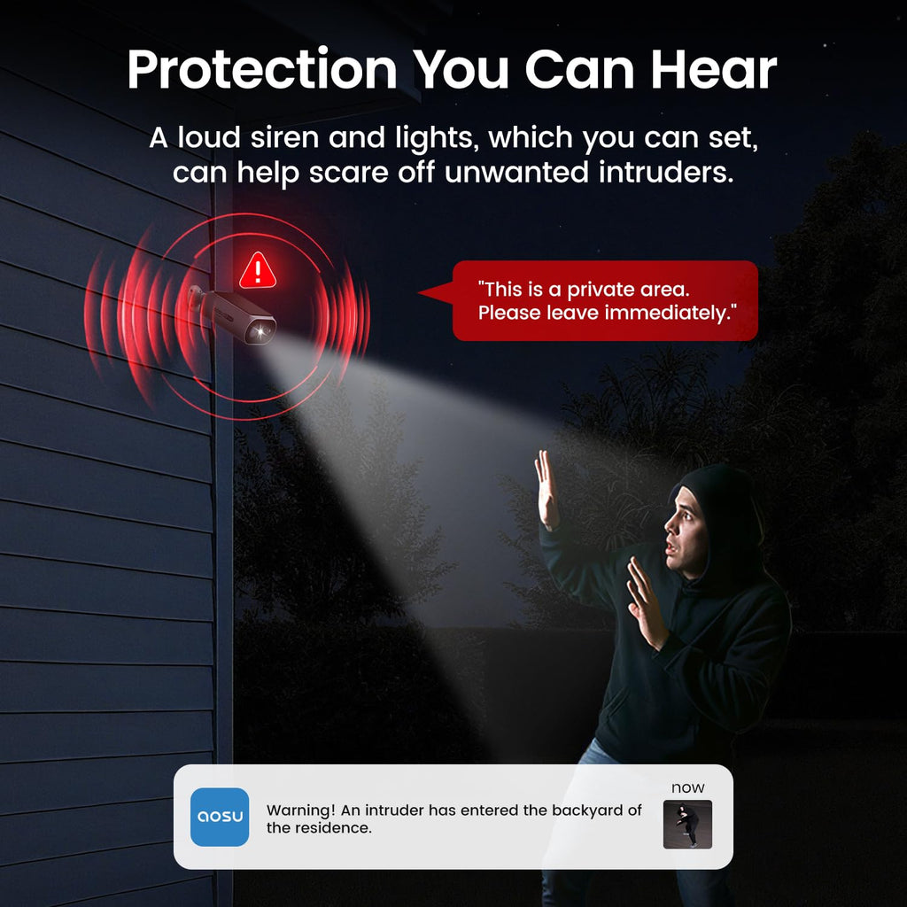 aosu 2K QHD Solar Security Cameras Wireless Outdoor System, 4-Cam-Kit