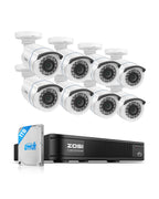 ZOSI 3K Lite Wired Security Camera System Outdoor, 8 X 2MP Cameras, 1TB HDD