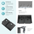 33 Inch Black Drop in Double Bowls Kitchen Sink