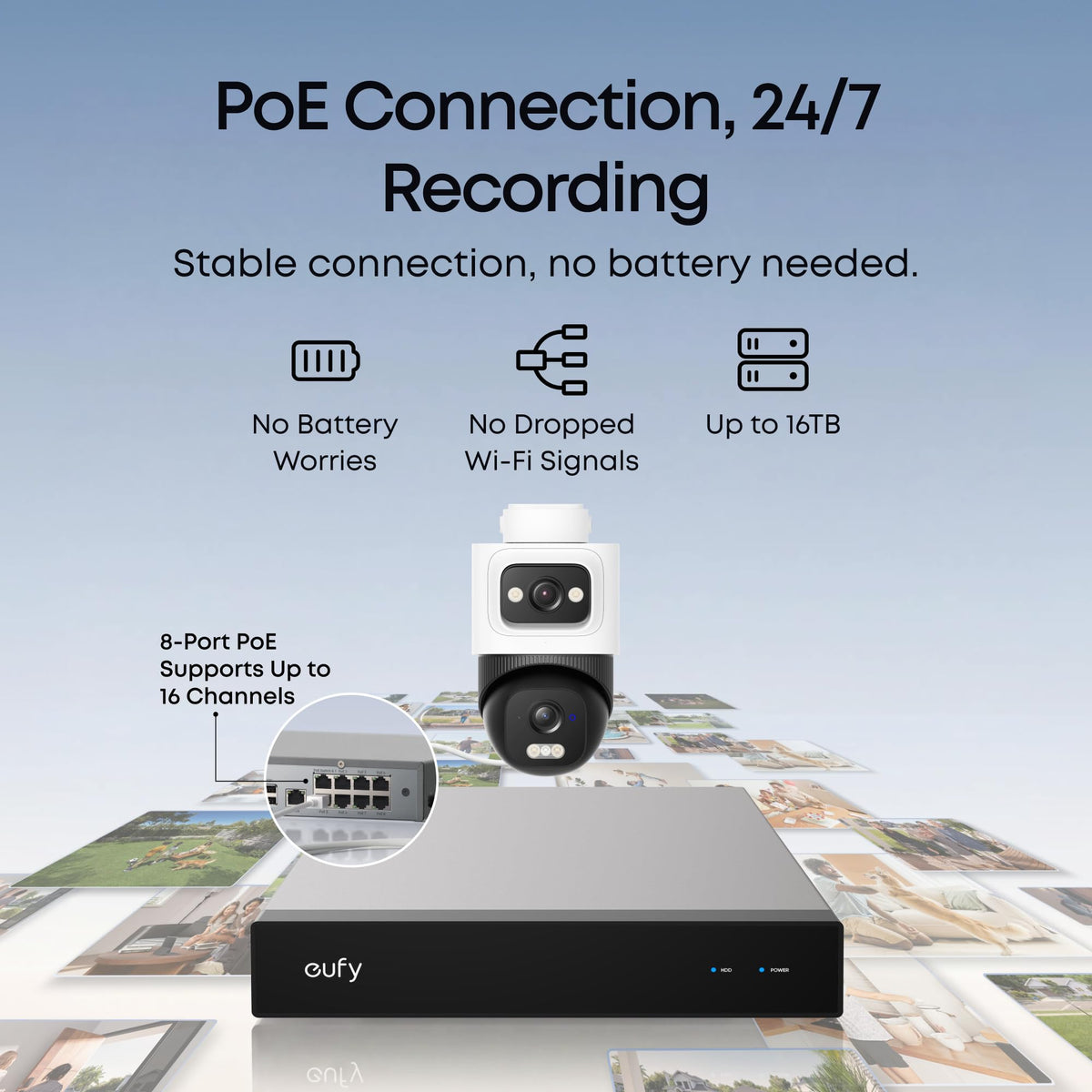 eufy Security NVR System E50, 8-Cam Kit, 4K Dual-Lens Bullet-PTZ, 4TB HDD