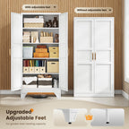 Metal Pantry Storage Cabinets with Doors and Shelves,75" Tall White