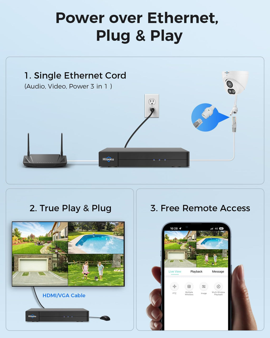 Hiseeu 4K Security Camera System, 8 Pcs 8MP PoE Cameras