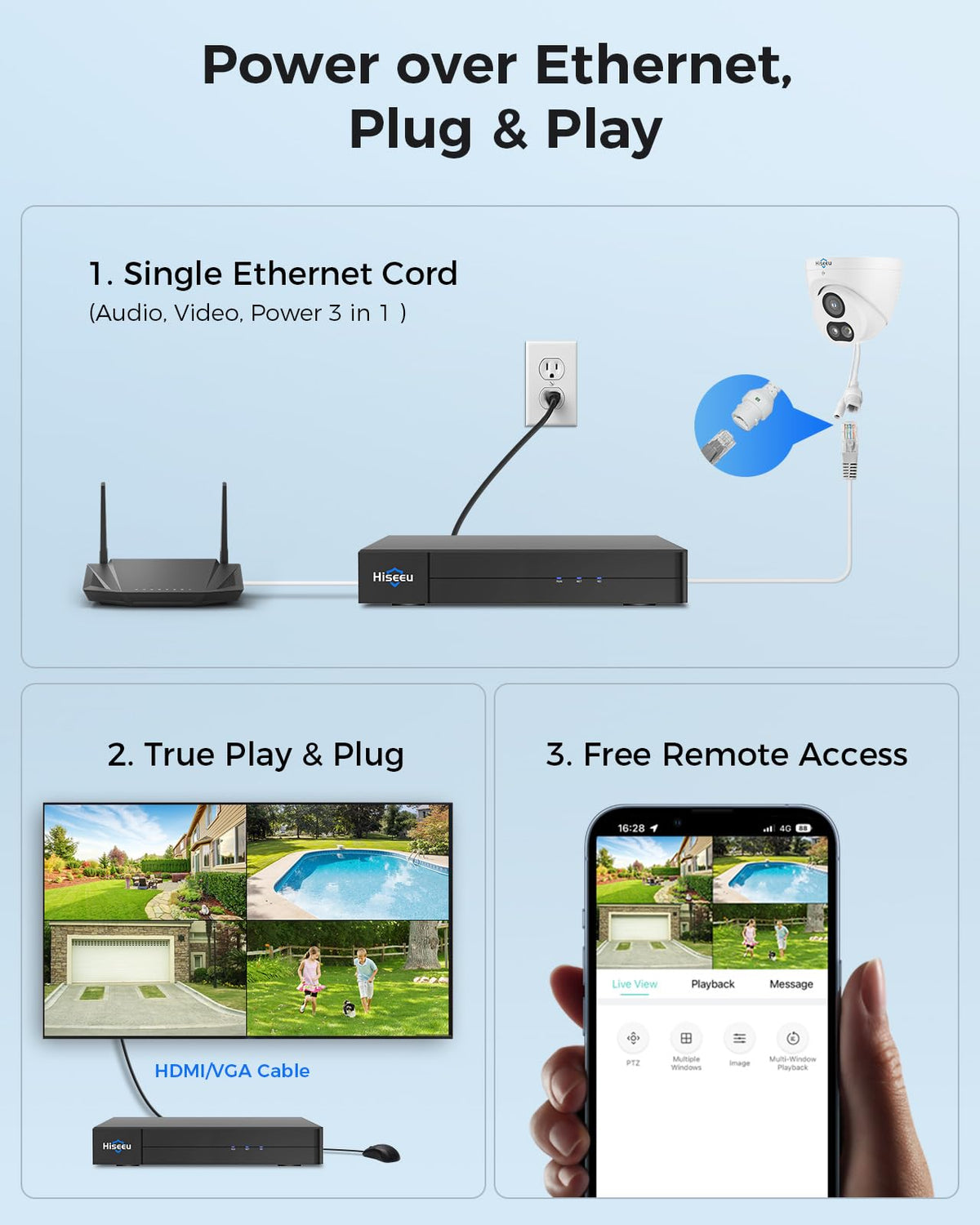 Hiseeu 4K Security Camera System, 8 Pcs 8MP PoE Cameras