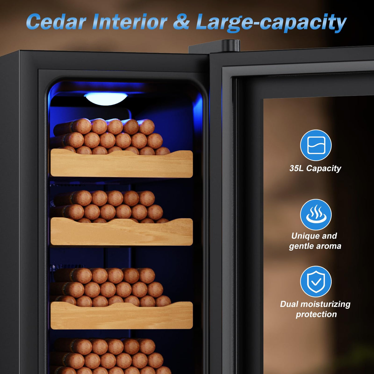 Cigar Humidor-35L Cooling & Heating Electric Humidor Cabinet