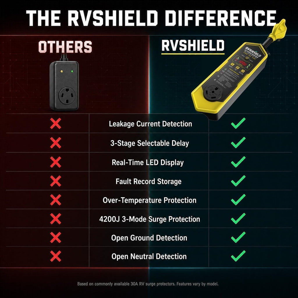 RVShield 30 Amp RV Surge Protector & Power Manager, 200°F Thermal Shutoff