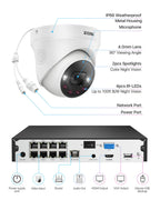 ZOSI 4K 8CH PoE Security Camera System, 8X 8MP Outdoor Dome Cam, 2TB HDD